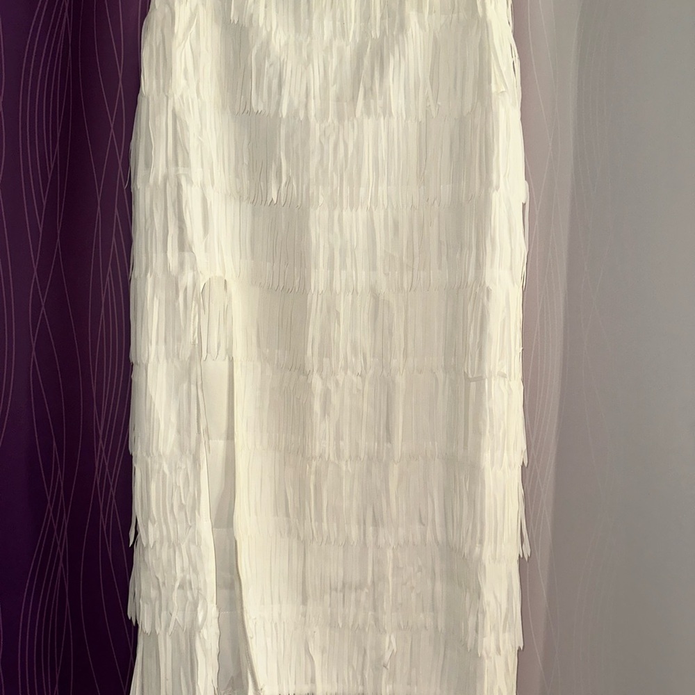 Elegant White Fringe Skirt